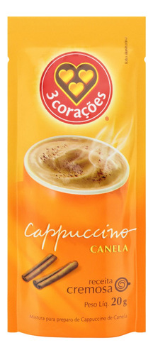 Café instantâneo cappuccino 3 Corações Cappuccino Cappuccino clássico canela sem glúten sachê 20 g