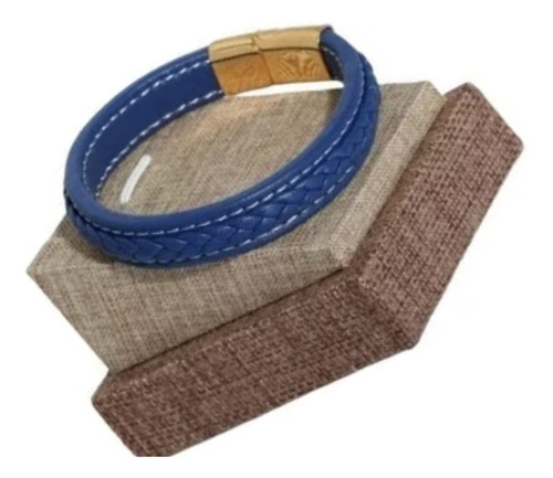 Pulseira Masculina Trançada Couro E Aço Inoxidável