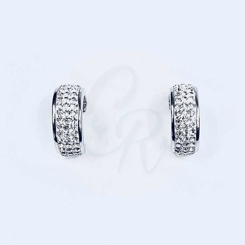 Aretes Con Zirconia Blanca Hechos En Plata Ley .925