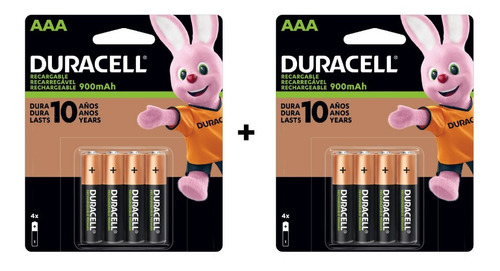 Duracell pack pilas recargables 8 AAA 900mAh 1.2V