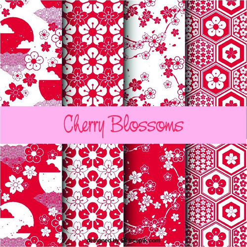 Pack Fondos Vectorizados Cherry Blossoms Flores Cerezo .ai