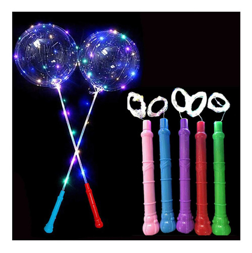 Pack De 10 Globos Led Rgb Con Palito Alambre  A Pilas