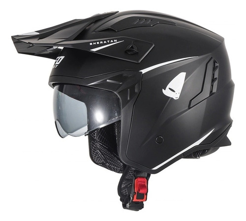 Casco Ufo Abierto Jet Sheratan Visor Int Negro Rayas  Dompa 