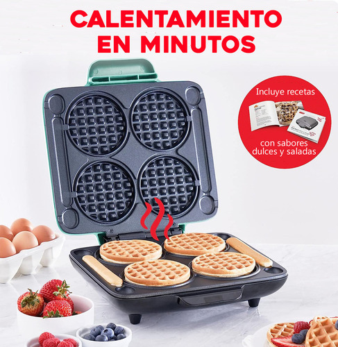 Máquina para 4 miniwaffles aqua Dash DMMW400GBAQ04