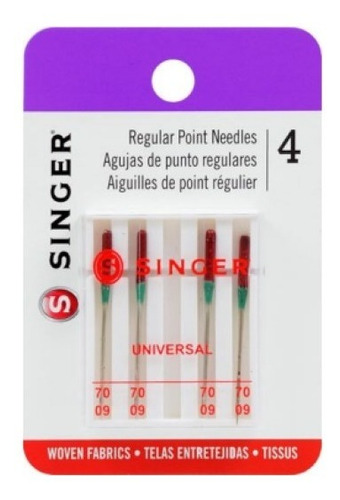 Set Agujas Singer 70/09 Codigo 4877 Telas Livianas