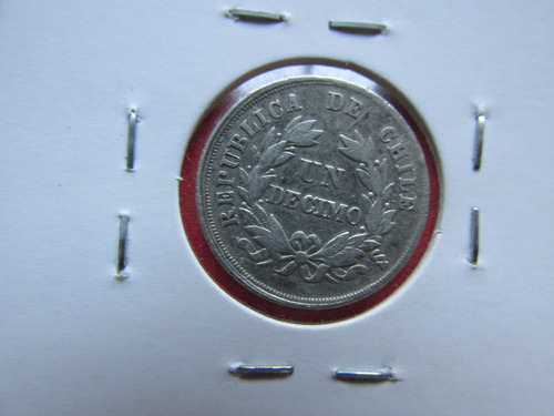 Antigua Moneda Chile 1 Decimo De Plata Año 1874 Escasa (Usado)