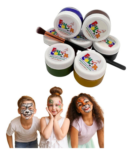 Imagen 6 de 7 de Pack 7 Pinturas De Cuerpo Y Cara Full Color Para Fiestas