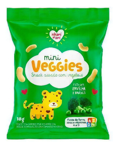 Mini Veggies Snack Ervilha E Brócolis 6x18g - Nhamimami