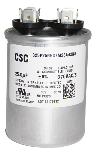 Capacitor De Trabajo Csc 25uf 370v