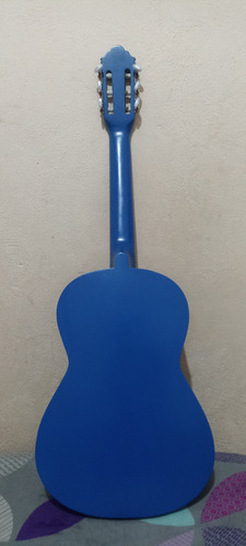Guitarra De Coco Con Funda Y Púa, Como Nueva. Azul Ambidiestro (Usado)
