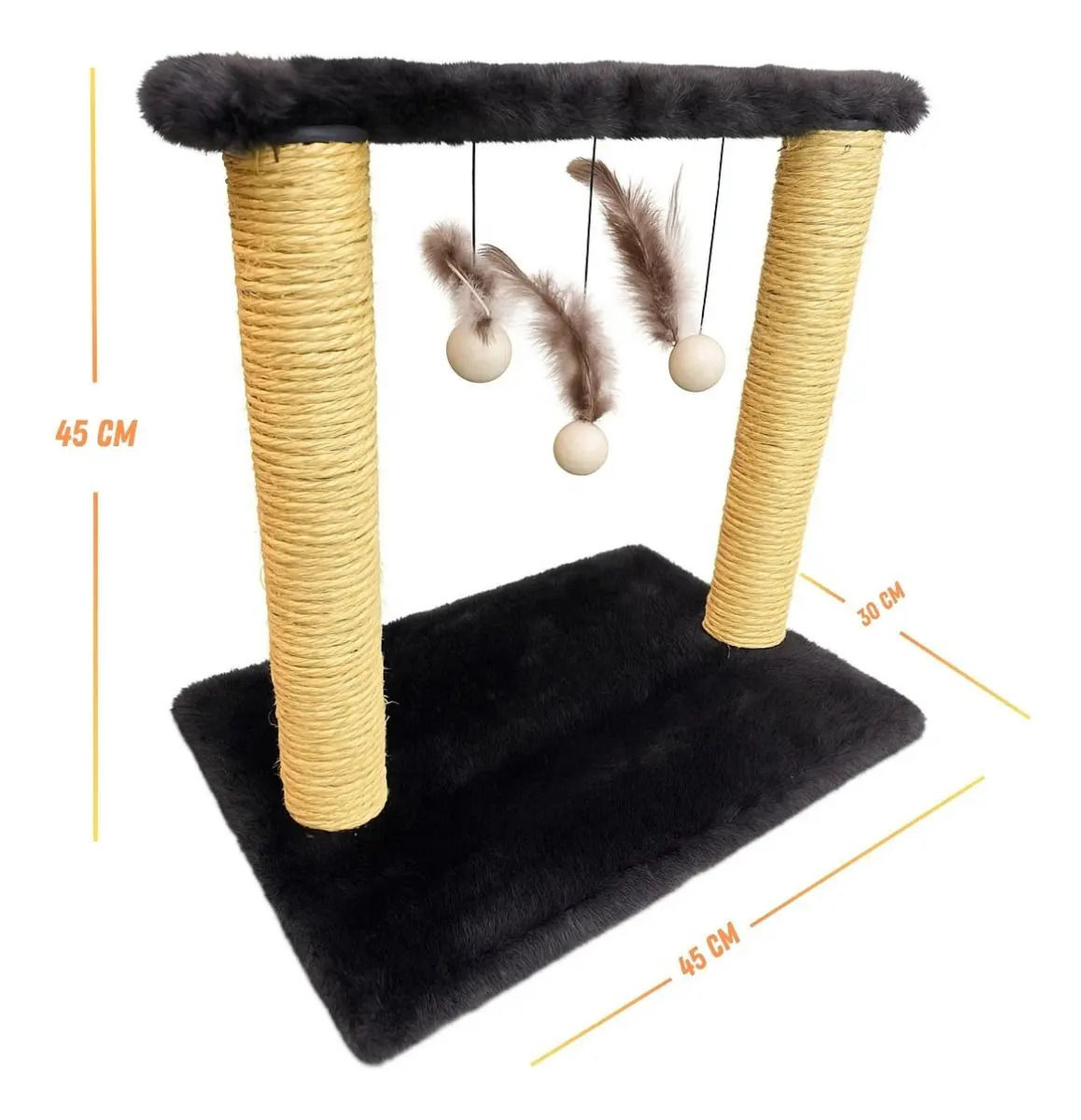 Arranhador Para Gatos Poste Brinquedo Gato Exclusivo Preto