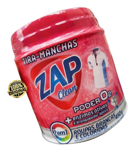 Tira Mancha Pó Zap Clean 450g 2 Em 1 Roupas Branca Colorida