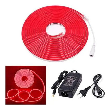 Cinta Led Neon Flex 5 Metros Con Transformador 12v Unicolor