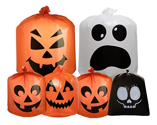 6 Pcs Bolsas De Hojas De Césped De Calabaza De Hallowe...