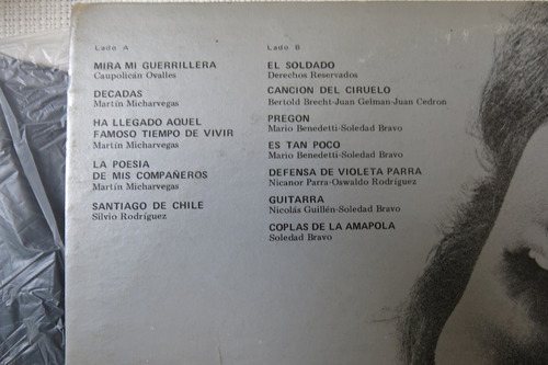 Vinyl Vinilo Lp Acetato Soledad Bravo Canto La Poesia De Mis