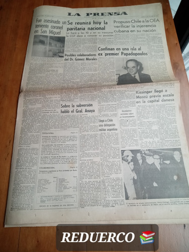 Diario La Prensa 24/10/1974 Subversión Papadopoulos Kissinge