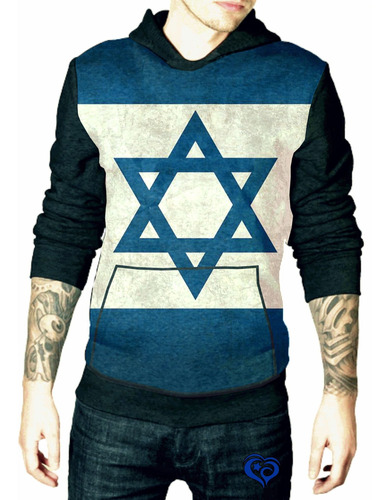 Moletom Bandeira Israel Masculino Blusa Adulto Canguru