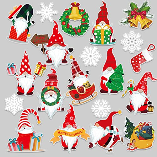 20 Pieces Christmas Thick Gel Clings Christmas Gnome Wi...