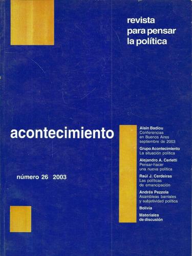 Revista Para Pensar Politica Acontecimiento 26 2003 G3