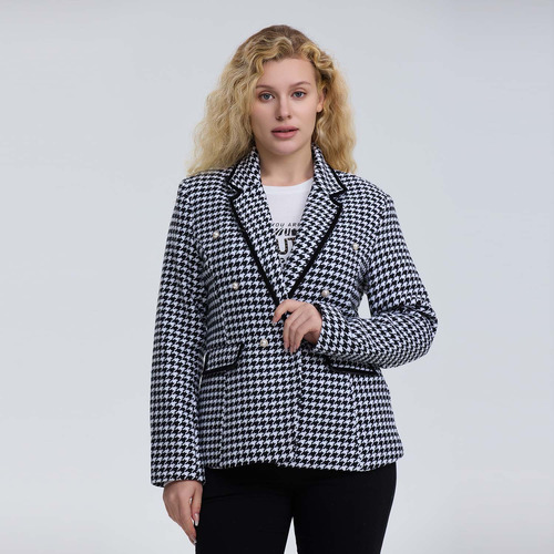 Blazer Mujer Pied De Poule Negro / Blanco Fashion's Park