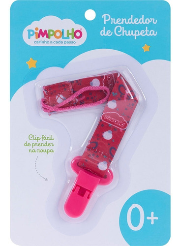 Prendedor De Chupeta Tam. Unico Fem E Masc Pimpolho 8202 Cor Vermelho Borboletas