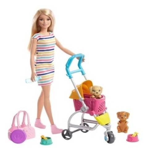 Barbie Muñeca Con Carriola De Perritos Envio Gratis