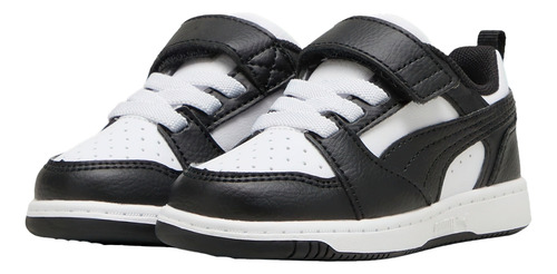 Puma Rebound V6 Lo Inf Para Niño Color Negro, Blanco