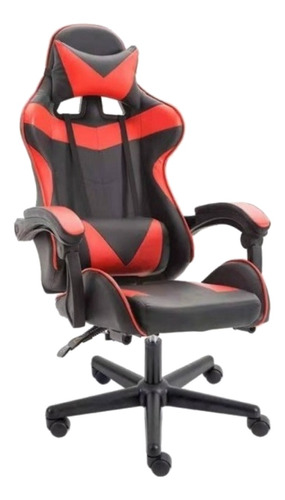 Silla de escritorio Multilaser GC-030 gamer ergonómica  negra y roja con tapizado de cuero sintético