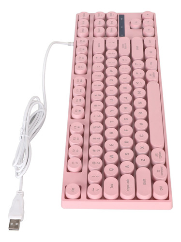 Teclado Con Cable Para Juegos, Redondo, Usb, 87 Teclas, Retr