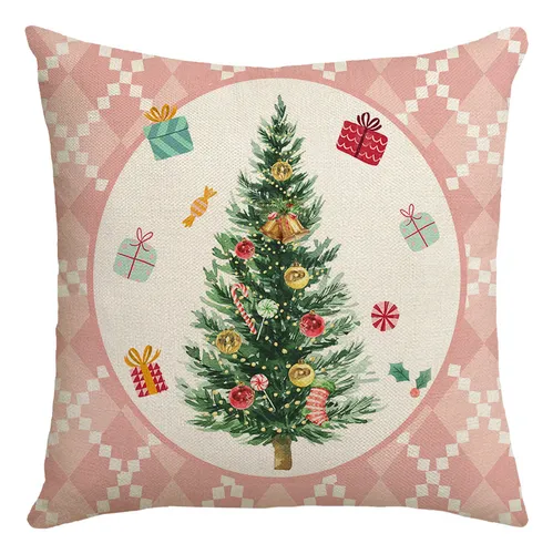 Funda De Cojín Navideño, 4 Unidades, Diseño Navideño, Decora