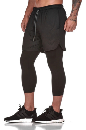  Shorts Deportivos Con Legging De Secado Rápido Para Hombre