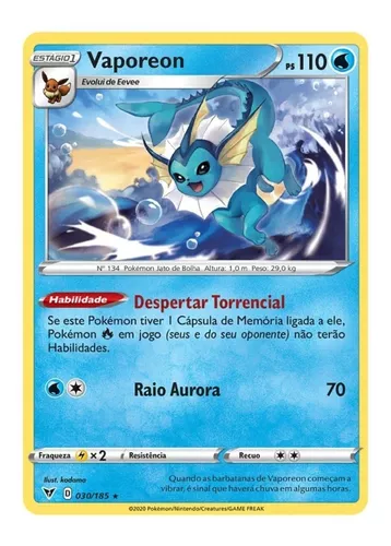 Kit Carta Pokémon Eevee Jolteon Vaporeon Flareon Original Pt