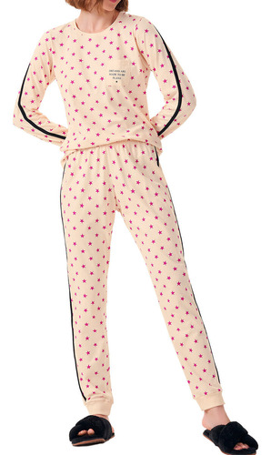 Pijama Feminino Longo Cor Com Amor 13545