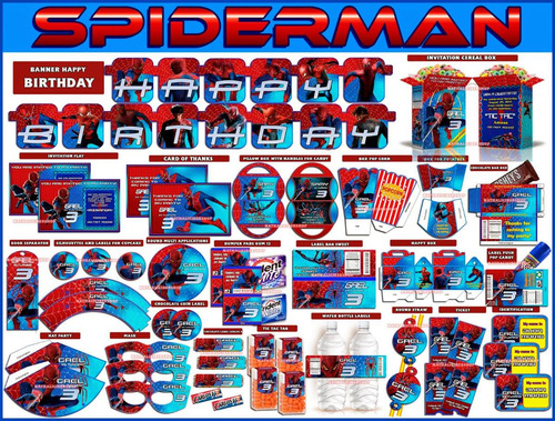 2x1 Mega Kit Imprimible Spiderman Textos Editables