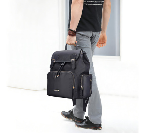Hafmall mochila para pañales impermeável 1 unidad preto