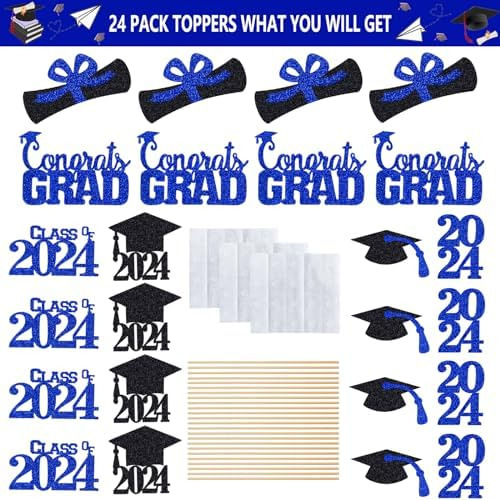 Centros De Mesa De Fiesta De Graduación Azules Para Mesas 20