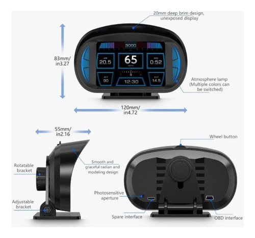 Universal Obd2 Gps Sistema Hud Pantalla De Visualización