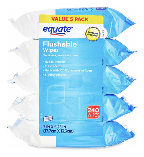 Toallitas Húmedas Equate Desechables Inodoro Wipes Higenicas