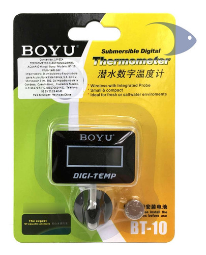 Termómetro Electrónico Boyu Para Acuario Con Ventosa