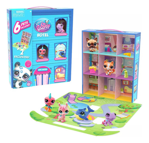 Set 6 Figuras Littlest Pet Shop Playful Pet Hotel
