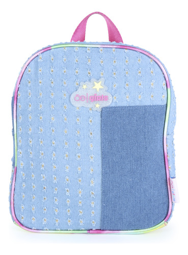 Mochila Cloe Textil Para Niña Diseño Parches En Denim