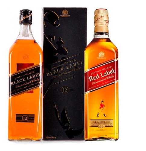 Whisky Johnnie Walker Black Label 1 Litro + Red Label 750ml