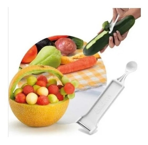 Imagem 1 de 2 de Descascador Furador Boleador Frutas Legumes Batata 2 Em 1