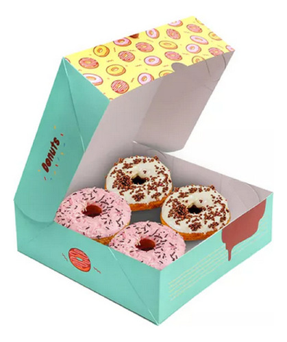 50 Caixinhas - Embalagem Para Donuts P/ 4 Unidades