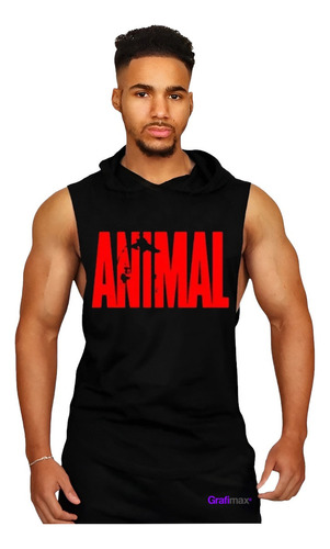 Polera Musculosa Capucha Animal Sudadera Gym Grafimax