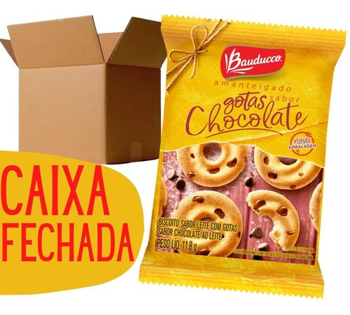 Bolacha Biscoito Amanteigado Gotas Chocolate Bauducco 400 Un