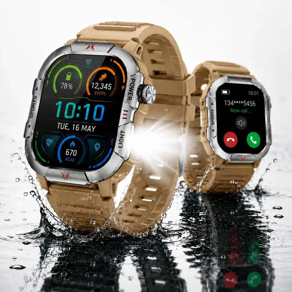 Relogio Smartwatch Inteligente Ultra A Prova D'água Tático Bluetooth Lanterna Ip68 Notificações Chamadas Masculino Feminino Tela 2.1" Mzcell