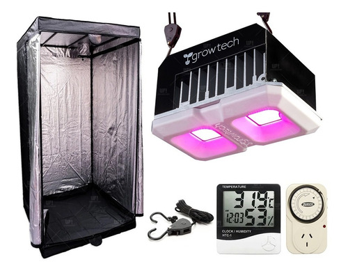 Kit Indoor Carpa De Cultivo Growtech 100w Timer Htc-1 Poleas