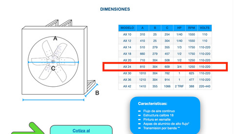 Extractor De Aire Industrial Siveex Ax24, 9,534 Cfm