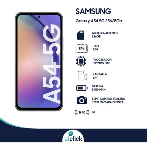 Imagen 2 de 7 de Celular Samsung Galaxy A54 5g 256/8gb Negro Auricular Regalo